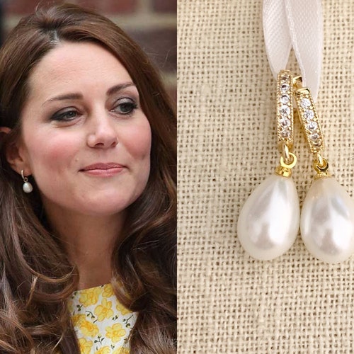 Kate Middleton 18k Gold Plated Genuine Shell Large White Pearl - Etsy