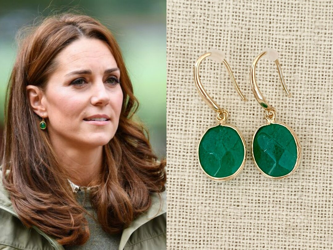 Kate Middleton Green Onyx Gemstone Gold Plated Gold Drop - Etsy UK