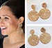 Meghan Markle Gold Double Circle Filigree Woven Floral Filigree Dangle Drop Earrings 