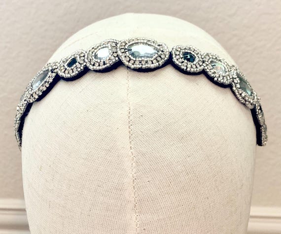 Gunmetal Gray and Gold Beaded Headband Festive Princess Dark Gray Gold Wrap Around Beaded Hair  main image 3