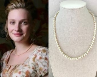 Emma Woodhouse Jane Austen Cream Pearl Gold Necklace