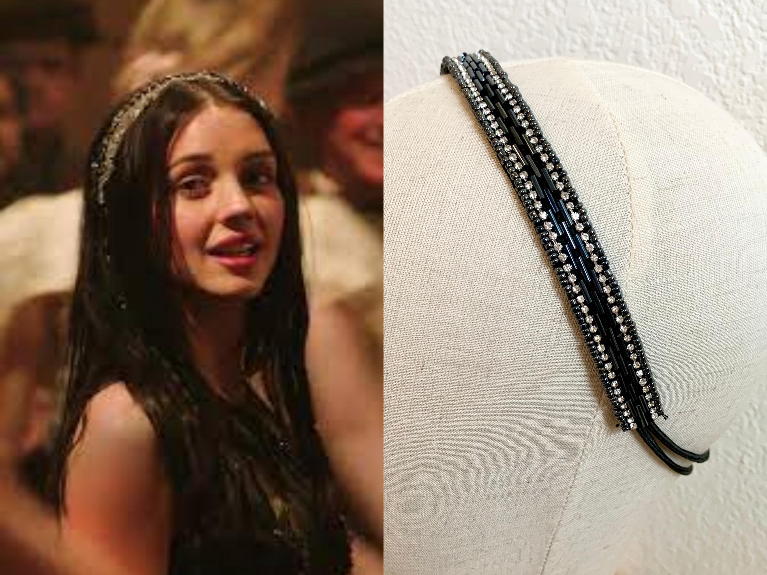 Embellished Black Velvet Headband with Iridescent Crystal Accents Crystal Radiance Black Headband main image 4
