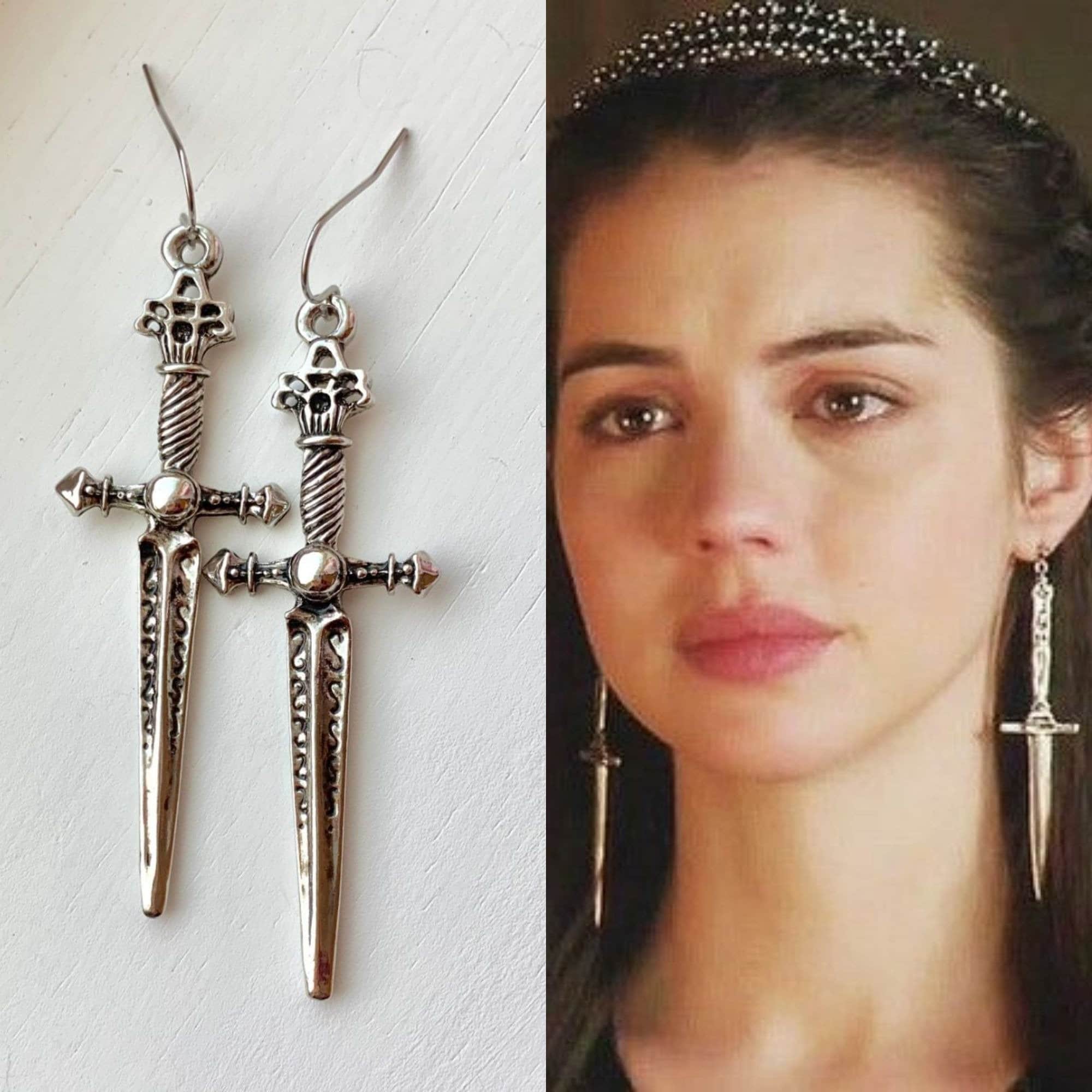 Mary Stuart Reign Silver Sword Dagger Dangle Gothic Etsy