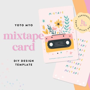 Yoto MYO Machen Sie Ihre eigenen Mixtape Karte Label, DIY Printable, Kinder Yoto, Sofort Download, DIY Vorlage, Mädchen, Rosa Gelb Blumen Kassette