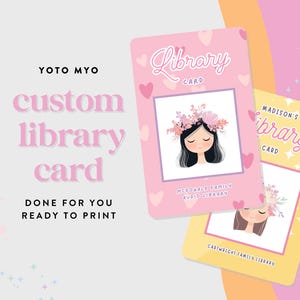 Yoto MYO Machen Sie Ihre eigenen BENUTZERDEFINIERTEN Bibliotheksausweis, druckfertig, bedruckbar, Kinder Yoto, Sofort-Download, Done For You, Mädchen-Illustration
