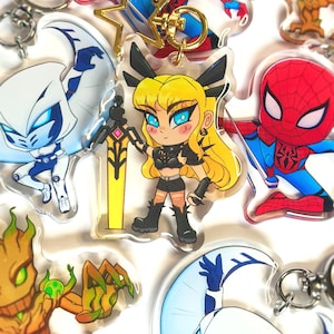 Llaveros de Marvel Rivals: Spider-Man, Magik, Moon Knight, Groot, Luna Snow