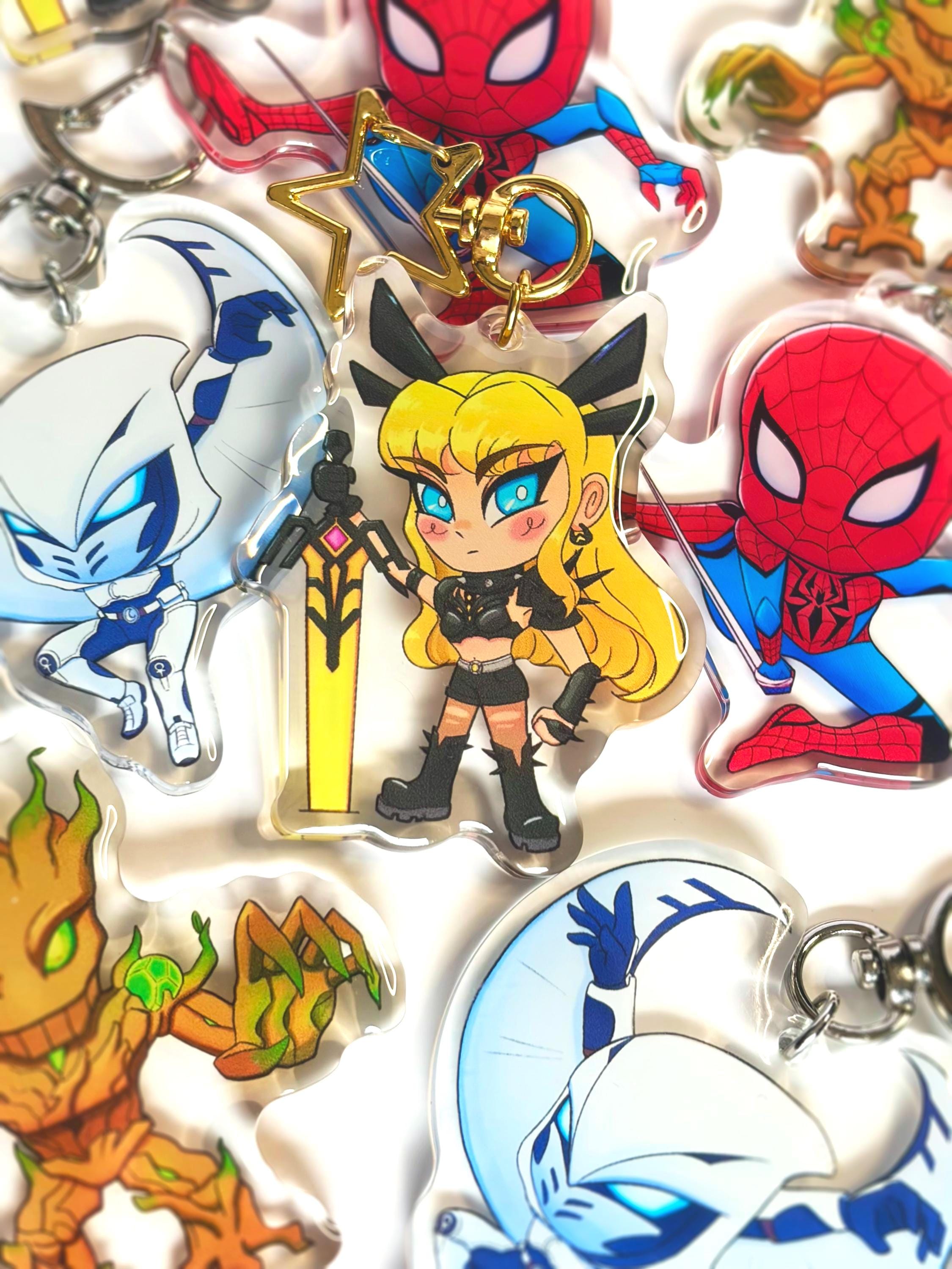 Marvel Rivals Keychains - Spider-man, Magik, Moon Knight, Groot