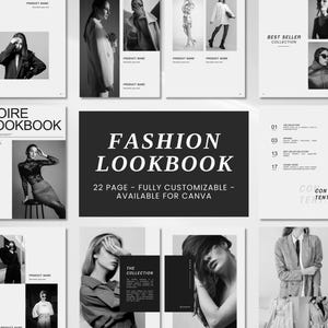 Mode Lookbook Canva Vorlage | Minimalistisches Layout (A4 Format, 22 Seiten, Instant Download)