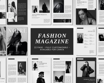 Fashion Magazine Canva Template | Minimalist Editorial Layout (A4 Size, 22 Pages, Instant Download)