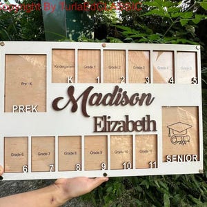 Custom School Years Photo Frame, Pre K to 12th Grade Picture Display, Graduation Keepsake Gift for Students