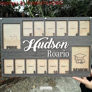 School Years Photo Frame with Custom Name, Pre K to 12th Grade Graduation Picture Display, Student Keepsake Gift