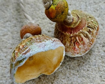 shell shore line Autumn sculpted porcelain pod bead set cream yellow naturals handmade katy wroe -70