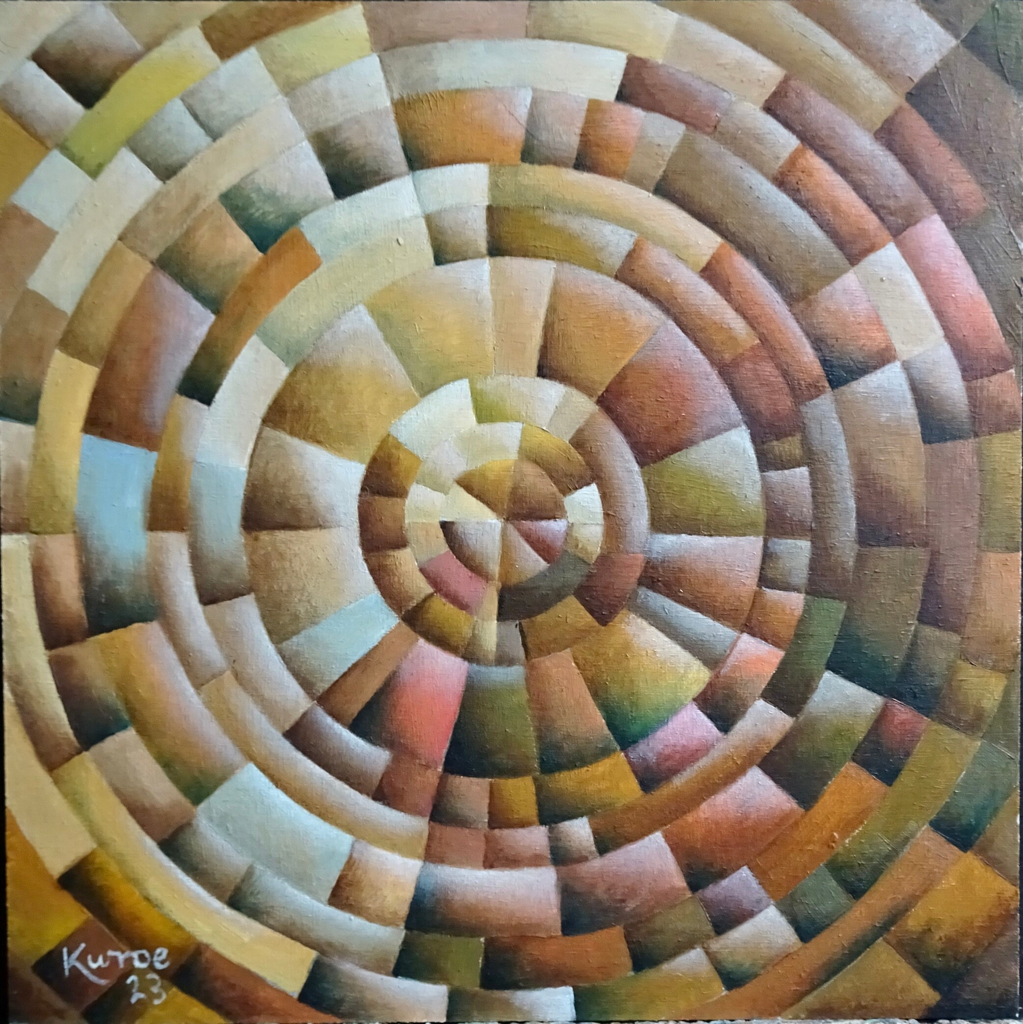 OCTOBER Katy Wroe original oil painting on wood panel Fall yellow ochre cream sepia khaki English modernist abstract wall art poetry -8