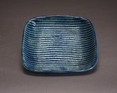 Square, Blue, Textured, Ceramic Platter