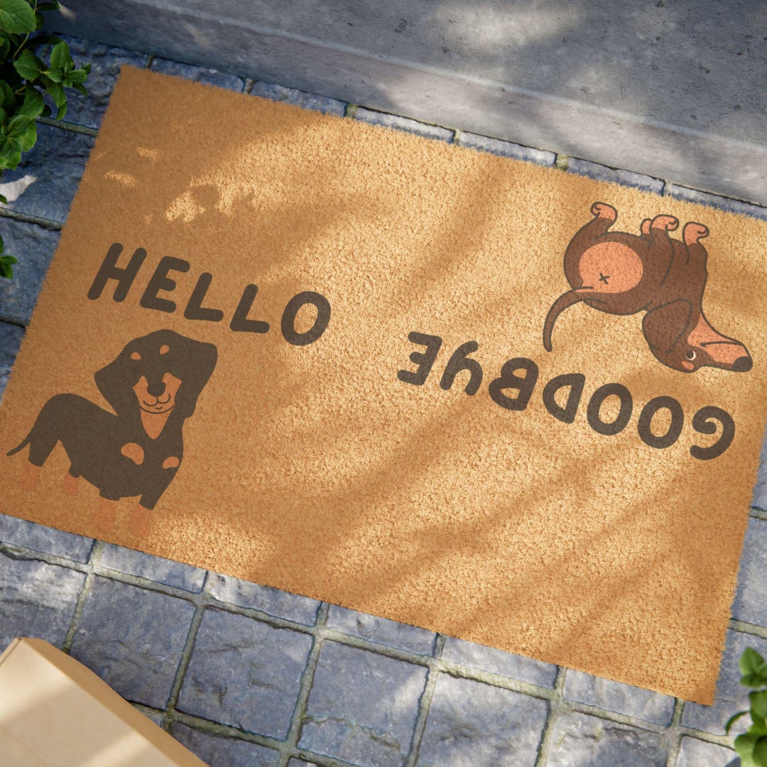 Goodbye Mat Doormat, Sausage Dog Hello Goodbye Mat - Welcome Entry Rug, Dachshund ...