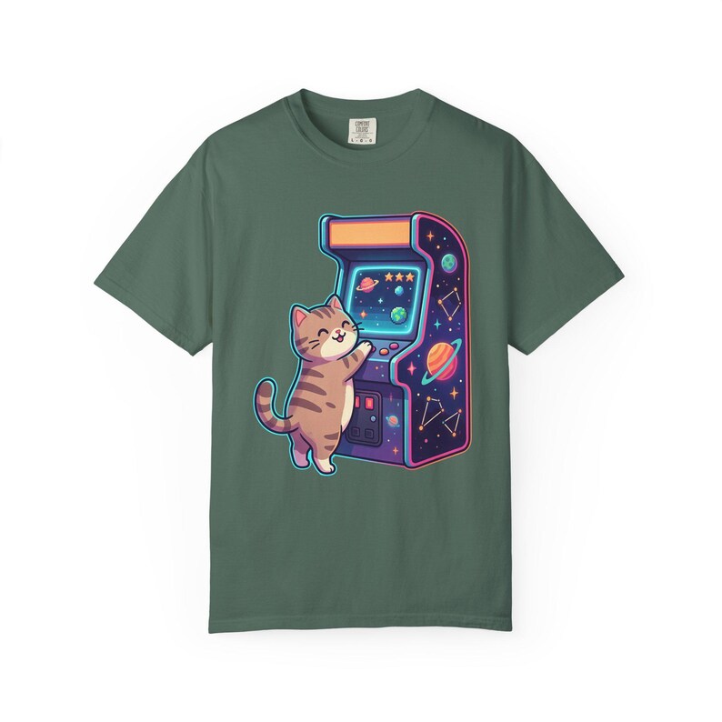 Retro Arcade Cat Gamer T-Shirt, Vintage Video Game Tee, Comfort Colors 1717 image 12