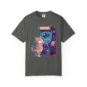Retro Arcade Cat Gamer T-Shirt, Vintage Video Game Tee, Comfort Colors 1717 image 9