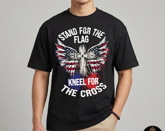 Stand For The Flag Kneel For The Cross 4th of July Christian Faith Unisex T-Shirt
