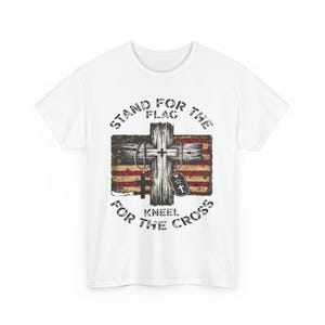 Stand for the Flag Kneel for the Cross Faith USA Flag T-Shirt, Patriotic Christian Graphic, Veteran Style,  fathers day gift, Unisex T-Shirt