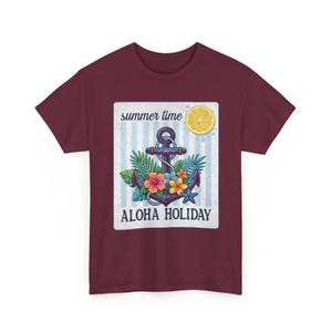 Aloha Holiday Anchor Summer Time Floral Tropical T-Shirt image 9