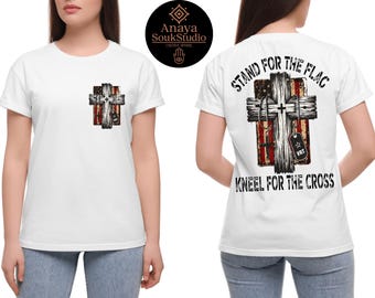 Vaterländisches christliches T-Shirt: Rustikales Kreuz USA-Flaggen-Grafik-T-Stück