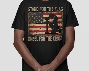 Patriotic Christian T-Shirt, Distressed American Flag Faith Tee
