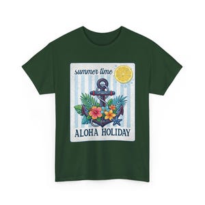 Aloha Holiday Anchor Summer Time Floral Tropical T-Shirt image 13