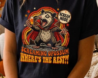 Retro Screaming Opossum Vampire Halloween Candy Corn Funny Art
