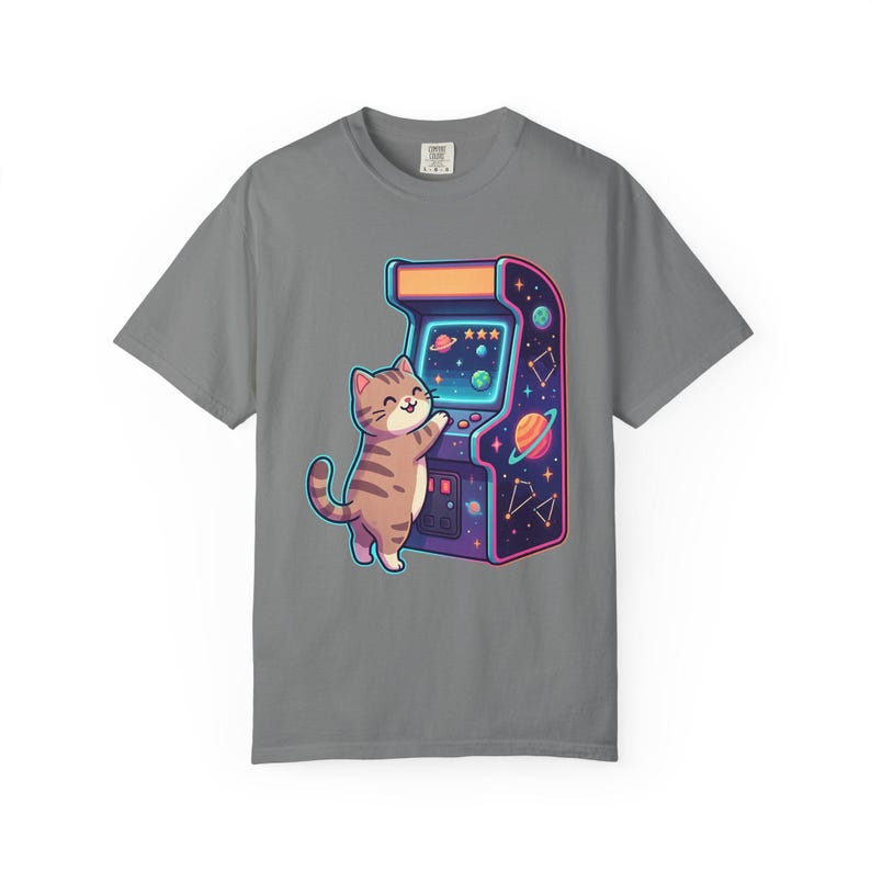Retro Arcade Cat Gamer T-Shirt, Vintage Video Game Tee, Comfort Colors 1717 image 10