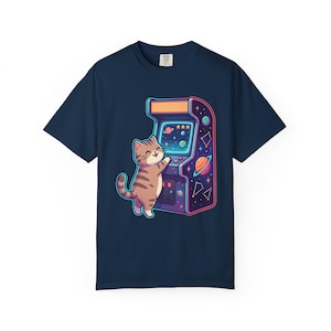 Retro Arcade Cat Gamer T-Shirt, Vintage Video Game Tee, Comfort Colors 1717 image 16
