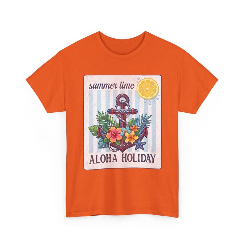 Aloha Holiday Anchor Summer Time Floral Tropical T-Shirt image 8