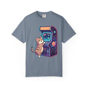 Retro Arcade Cat Gamer T-Shirt, Vintage Video Game Tee, Comfort Colors 1717 image 15