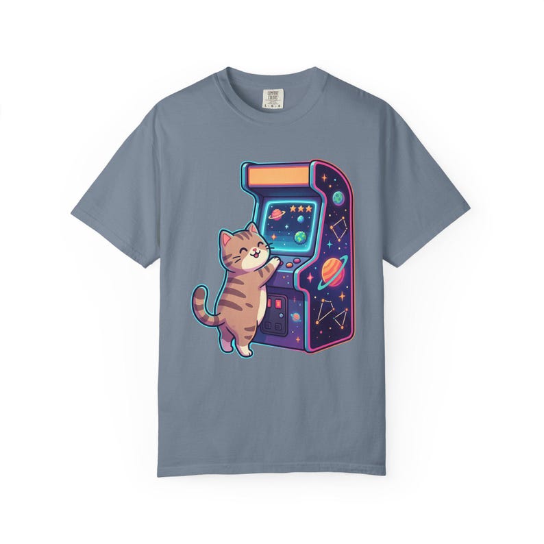 Retro Arcade Cat Gamer T-Shirt, Vintage Video Game Tee, Comfort Colors 1717 image 15