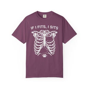 If I Fits I Sits Skeleton Ribcage T-Shirt image 13