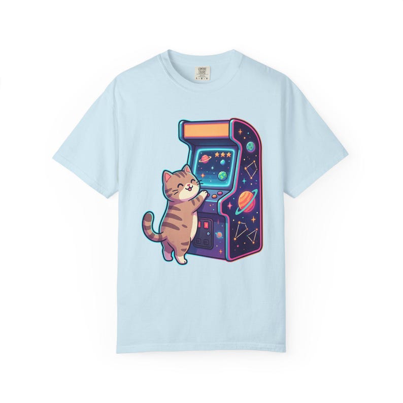 Retro Arcade Cat Gamer T-Shirt, Vintage Video Game Tee, Comfort Colors 1717 image 14
