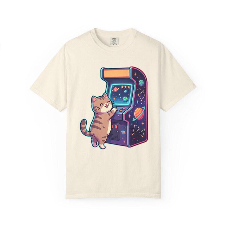 Retro Arcade Cat Gamer T-Shirt, Vintage Video Game Tee, Comfort Colors 1717 image 8