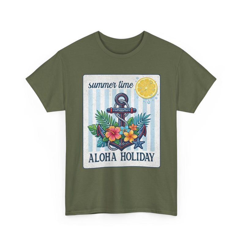 Aloha Holiday Anchor Summer Time Floral Tropical T-Shirt image 12
