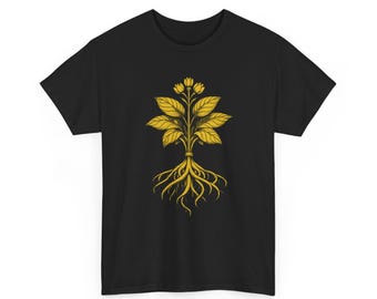 Camiseta botánica, camiseta con raíces de árboles místicos, camiseta con estampado de herbolario, ropa para amantes de la naturaleza, ropa esotérica, camiseta para mamás de plantas.