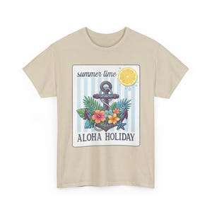 Aloha Holiday Anchor Summer Time Floral Tropical T-Shirt image 5