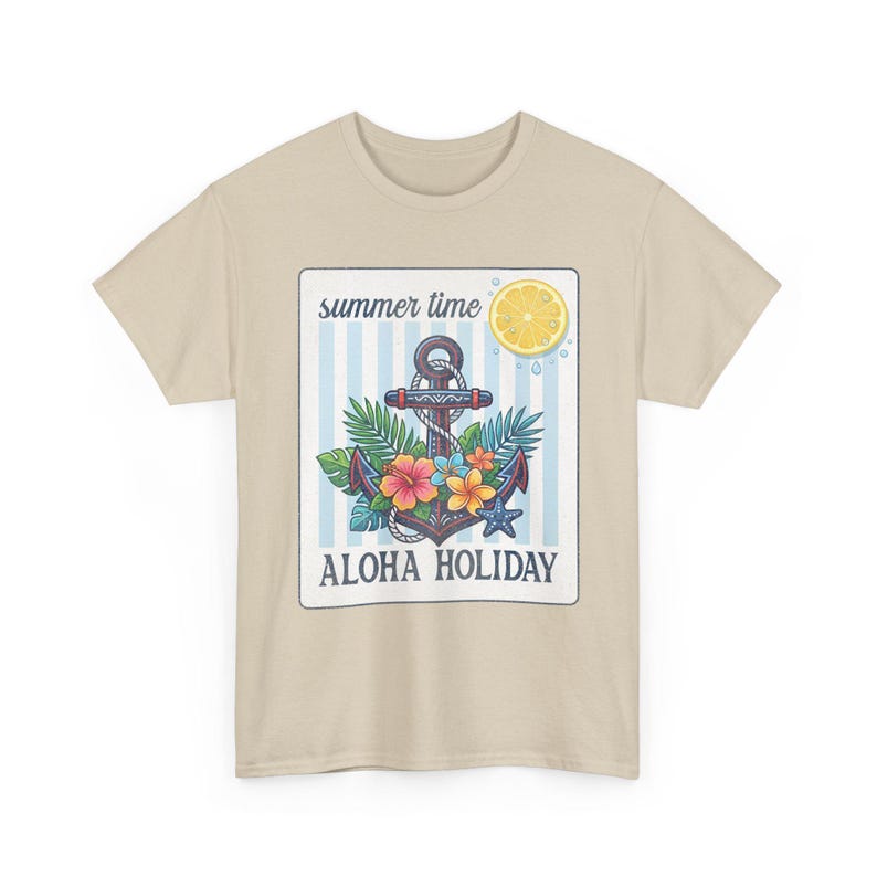 Aloha Holiday Anchor Summer Time Floral Tropical T-Shirt image 5