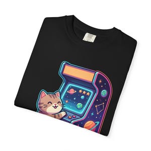 Retro Arcade Cat Gamer T-Shirt, Vintage Video Game Tee, Comfort Colors 1717 image 6