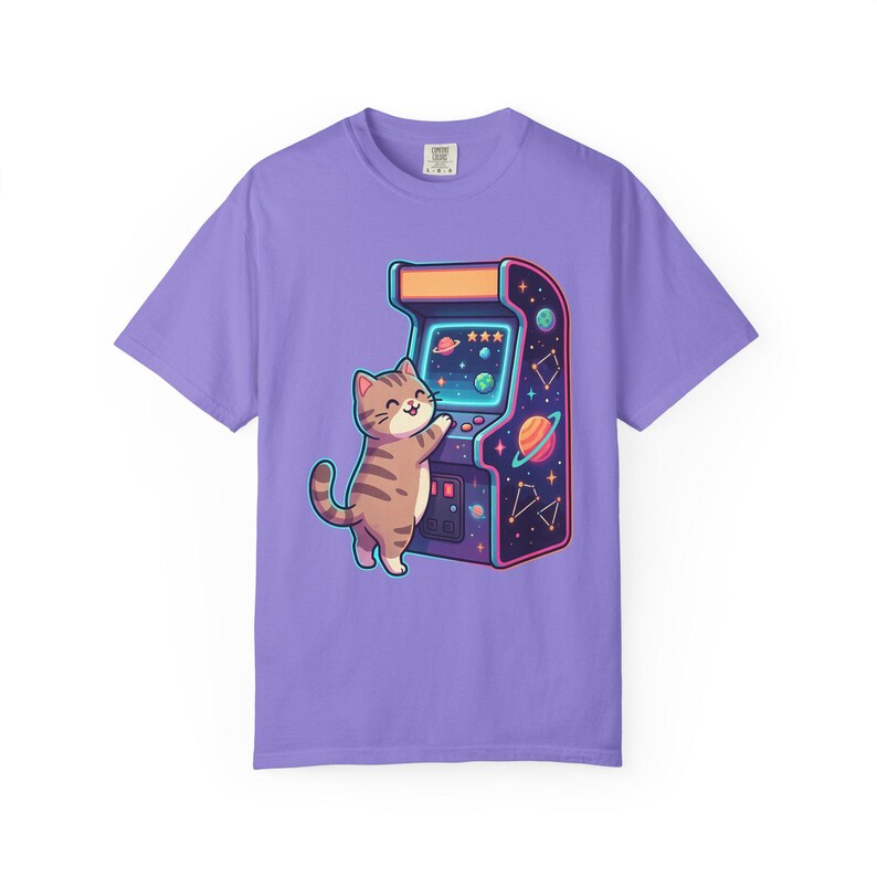 Retro Arcade Cat Gamer T-Shirt, Vintage Video Game Tee, Comfort Colors 1717 image 17
