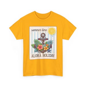 Aloha Holiday Anchor Summer Time Floral Tropical T-Shirt image 7