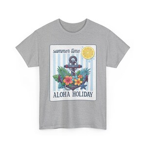 Aloha Holiday Anchor Summer Time Floral Tropical T-Shirt image 6