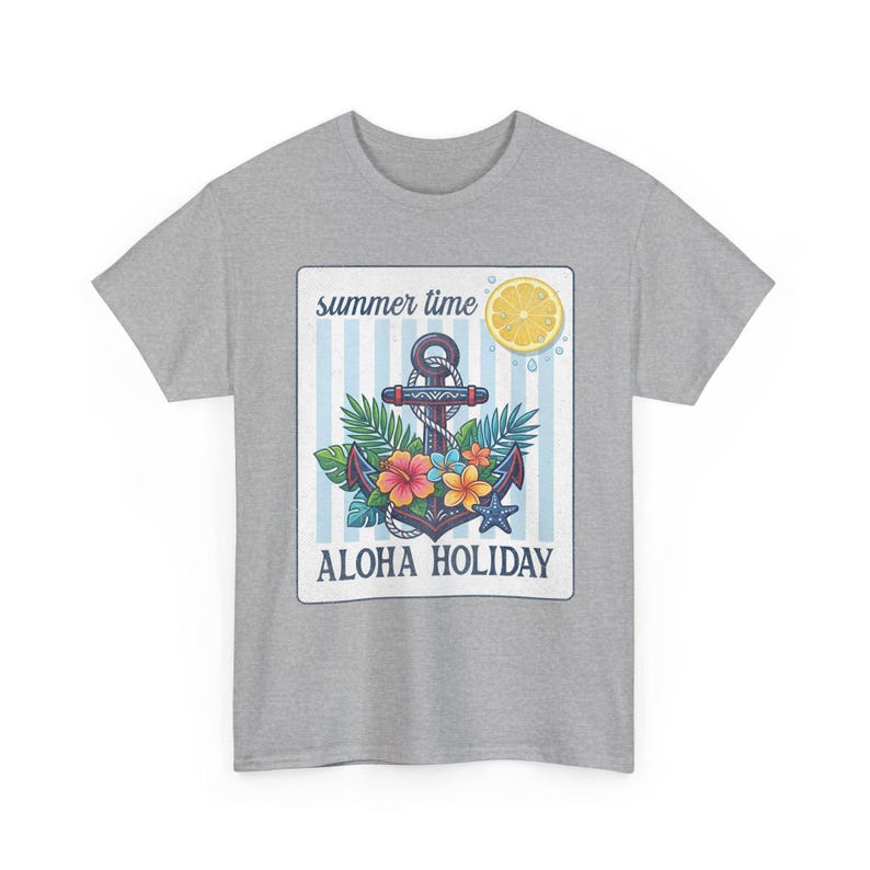 Aloha Holiday Anchor Summer Time Floral Tropical T-Shirt image 6