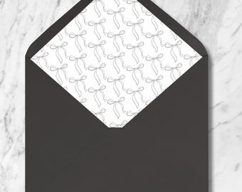 A7 Printable Bow Pattern Envelope Liner Template fits 5x7  and Square Envelope Liners DIY Wedding Invitation Save the Dates Modern Classic
