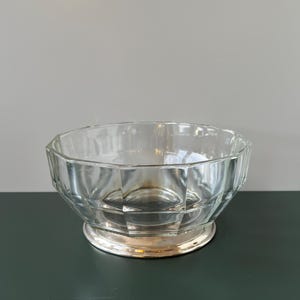 Vintage Glass Bowl with Silver Base – Faceted Crystal Bowl I Fruit Bowl Antique Style I Silver Plated Bowl Empire Style UK