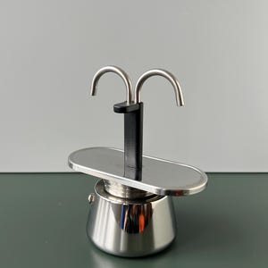 CILIO Espressokocher für 2 Tassen I Espressomaschine Herd I Edelstahl Memphis Stil 2000 Italy Caffettiera
