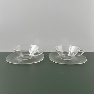 2 teacups by LÖFFELHARDT I SCHOTT Mainz I Jenaer Glas cups I Bauhaus design glass 50s 60s