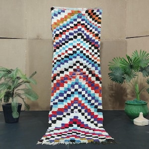 Vintage Azilal Moroccan Rug – Handwoven Wool Carpet with Playful Colors, Geometric Tribal Patterns, and Traditional Berber Weaving